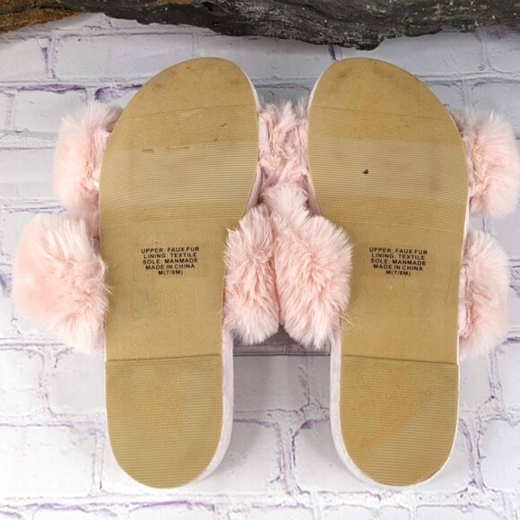 LOFT Fuzzy Faux Fur Double Strap Slippers (Size: M 7-8) - Picture 6 of 7